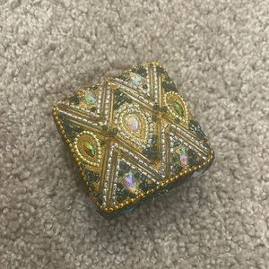 Green and gold sequin jewelry box